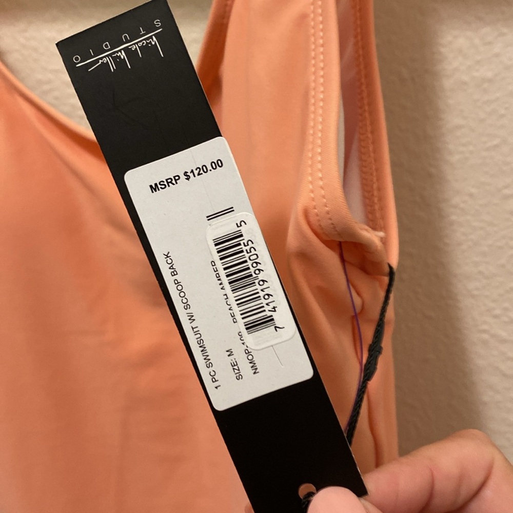 NWT Nicole Miller One Piece Swimsuit in Peach - Picture 3 of 7